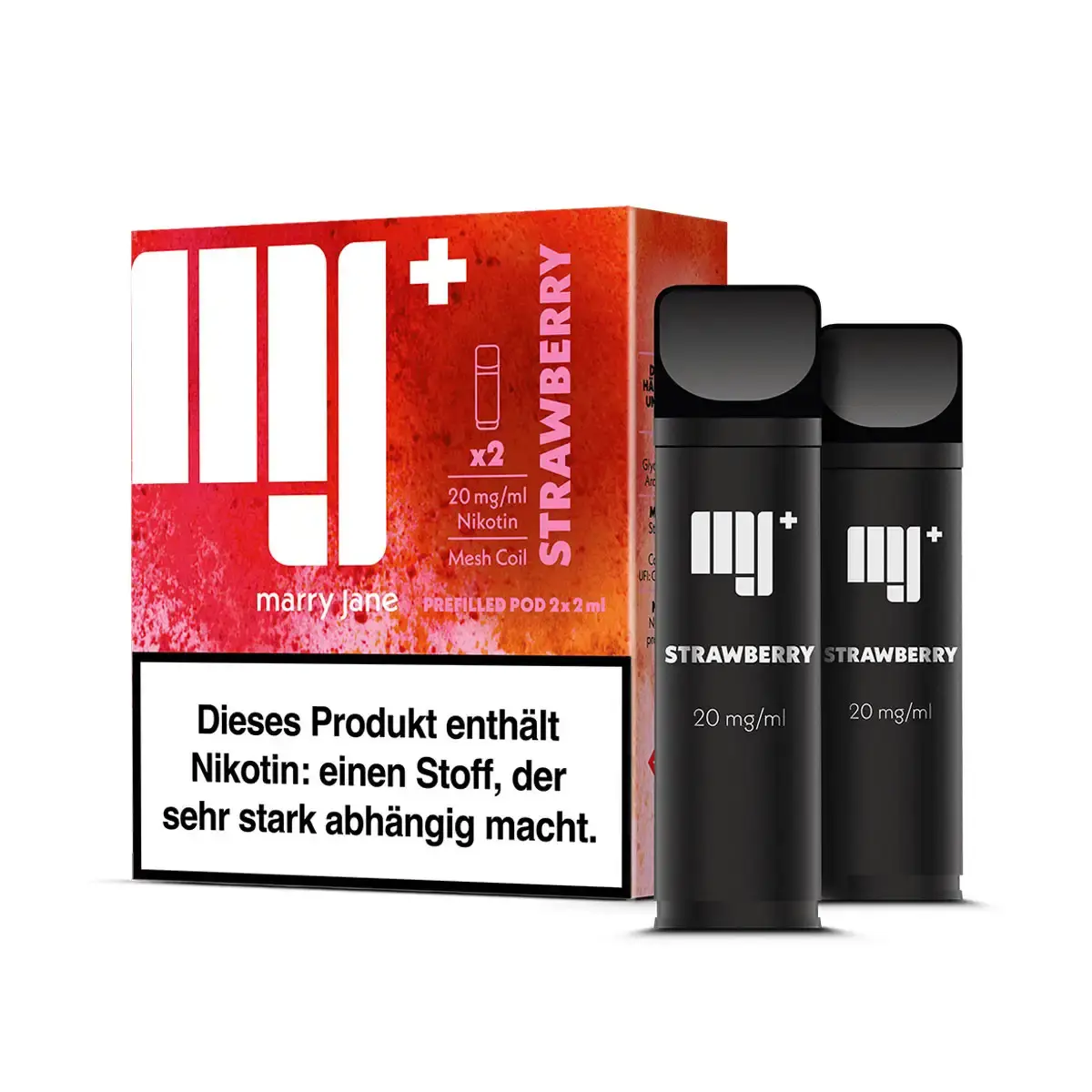 Marry Jane Prefilled Pod Strawberry – 2er-Pack mit roter Verpackung und zwei schwarzen Pods