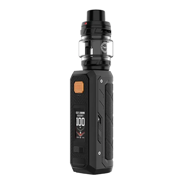 Vaporesso Armour Ultra Kit in Schwarz mit aufgesetztem Tank, Frontansicht des E-Zigaretten Sets