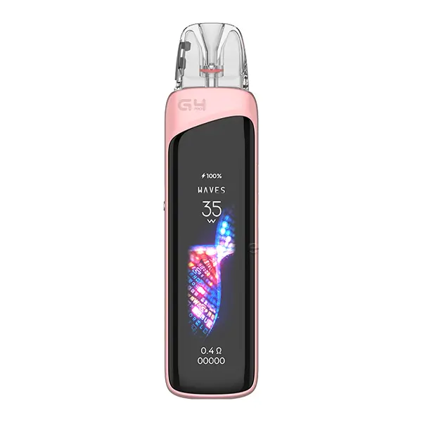 Uwell Caliburn G4 Pro Pod Kit in Pink mit Display, Frontansicht auf weißem Hintergrund