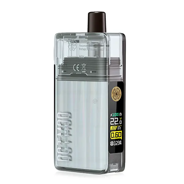DotMod dotPod Max Lite Pod Kit in Silber-Weiß, Seitenansicht mit LED-Display und Pod