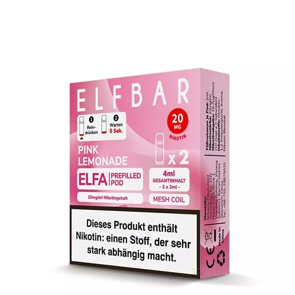 2x Elfbar Elfa Prefilled Pod - Pink Lemonade 20mg/ml