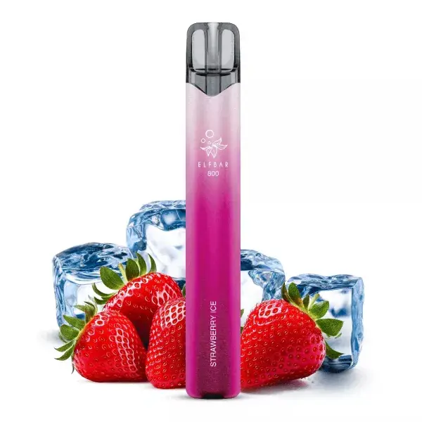 Elfbar 800 Einweg E-Zigarette Strawberry Ice in Pink-Rot mit Erdbeeren und Eiswürfeln, 20mg/ml