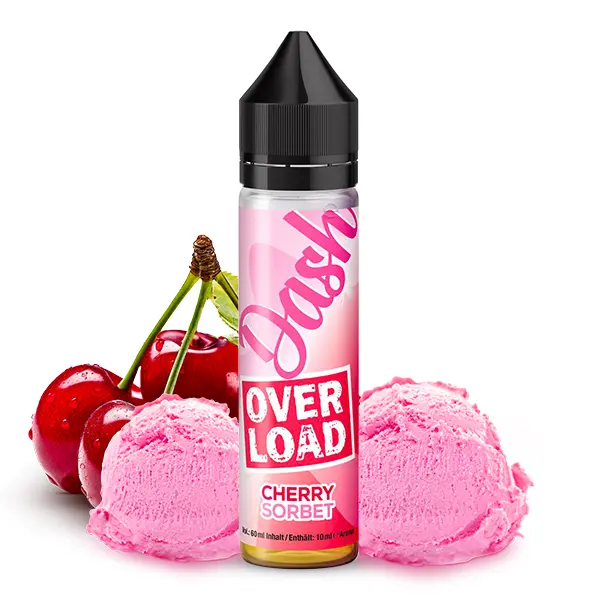 Dash Liquids Overload Cherry Sorbet Longfill-Flasche 20ml mit Kirschen und Eiskugeln