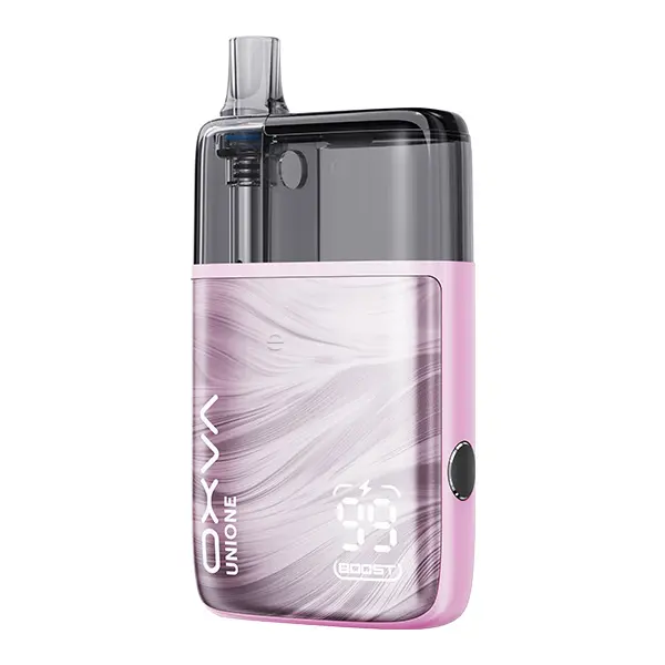 Oxva Unione Pod Kit in Rosa mit Perlmutt-Oberfläche und LED-Display, Frontansicht