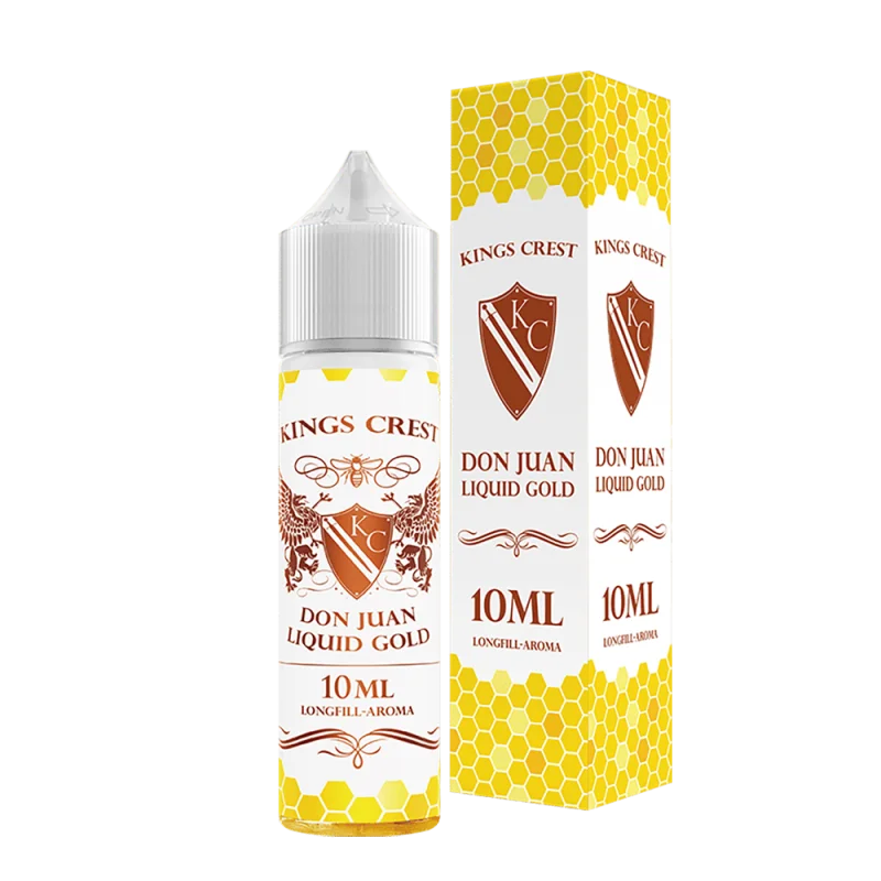 Kings Crest Don Juan Liquid Gold Longfill 10ml Flasche mit gelber Verpackungsbox