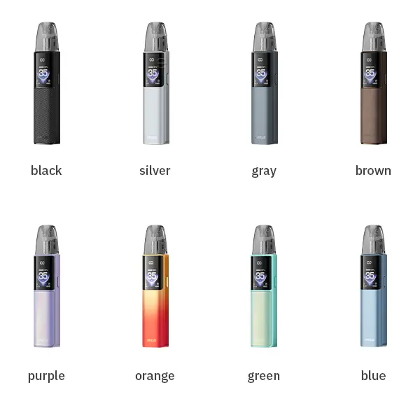 VooPoo Argus G4 Pod Kit in 8 Farben: black, silver, gray, brown, purple, orange, green, blue – schlankes Stabdesign