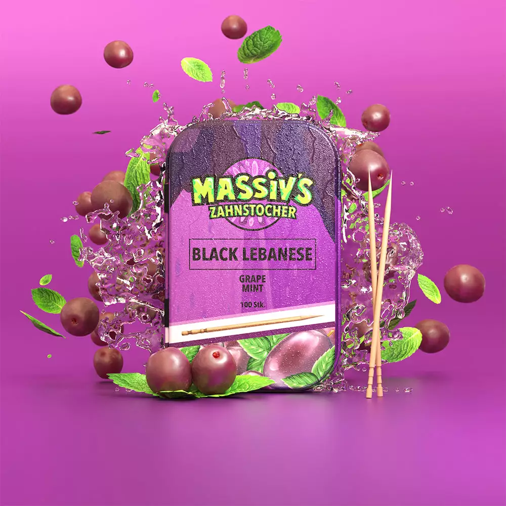 Massiv Black Lebanese - 100 Zahnstocher in einer Metallbox