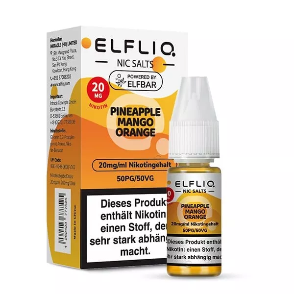 Elfliq Pineapple Mango Orange - 10ml Nikotinsalz-Liquid Elfliq Pineapple Mango Orange - 10ml Nikotinsalz-Liquid