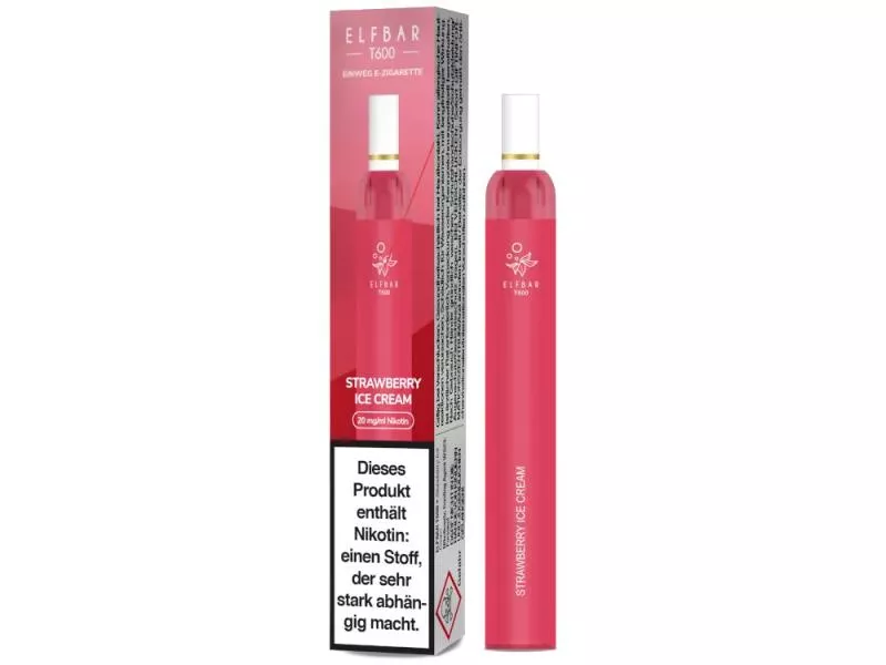 Elfbar T600 Einweg E-Zigarette - 20mg/ml Strawberry Ice Cream