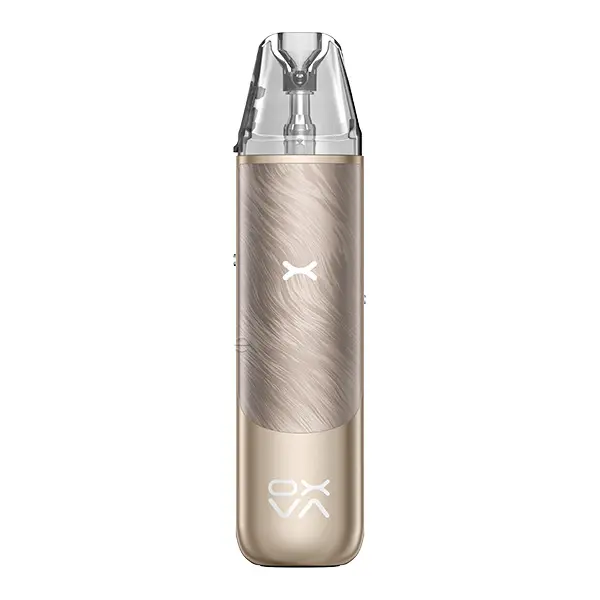 Oxva NeXlim Go Pod Kit in Gold/Champagner mit gebürstetem Metalleffekt und transparentem Pod
