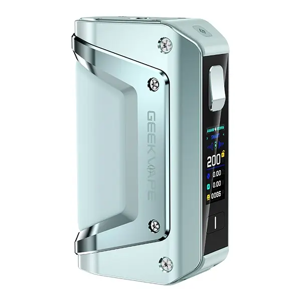 GeekVape Aegis Legend 3 Mod Akkuträger in Hellblau-Silber mit seitlichem Farbdisplay