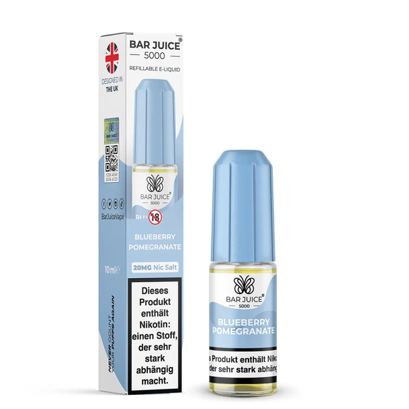 Bar Juice 5000 Blueberry Pomegranate Nikotinsalz-Liquid 10ml – blaue Flasche mit Verpackungskarton
