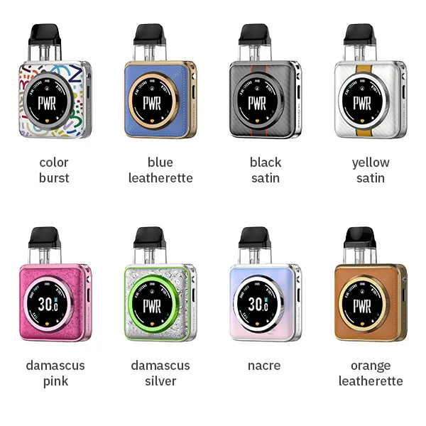 Vaporesso XROS 5 Nano Pod Kit Farbübersicht: alle 8 Varianten von Color Burst bis Orange Leatherette