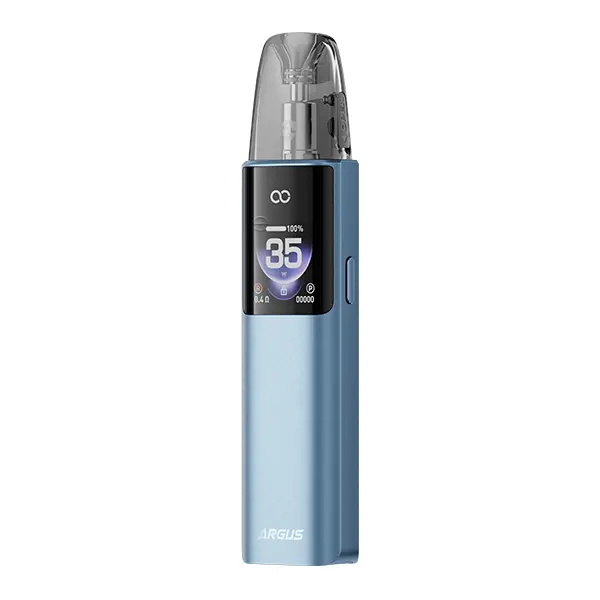VooPoo Argus G4 Pod Kit in Hellblau mit Display, Frontalansicht