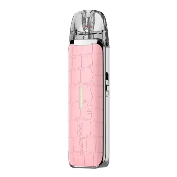 Vaporesso Luxe Q3 Pod Kit in Rosa mit Kroko-Muster und transparentem Pod, Frontansicht