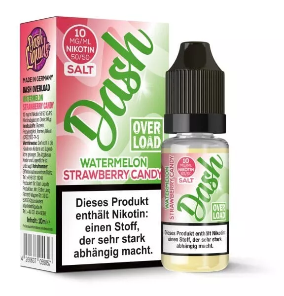 Dash Overload - Watermelon Strawberry Candy - 10ml Nikotinsalz-Liquid