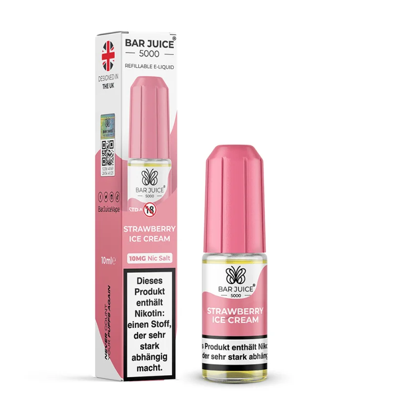 Bar Juice 5000 Strawberry Ice Cream 10ml Nikotinsalz-Liquid, rosa Flasche mit Verpackung
