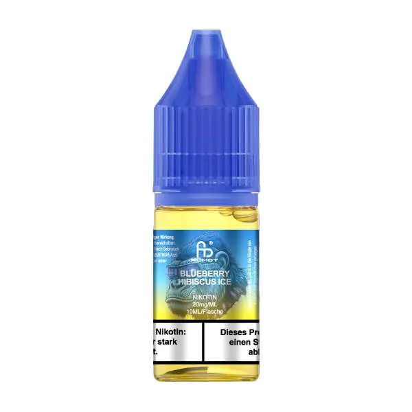 RandM Tornado - Blueberry Hibiscus Ice - Nikotinsalz -....jpg Fumot Blueberry Hibiscus Ice Nikotinsalz-Liquid 10ml blaue Flasche, freistehend auf weißem Hintergrund