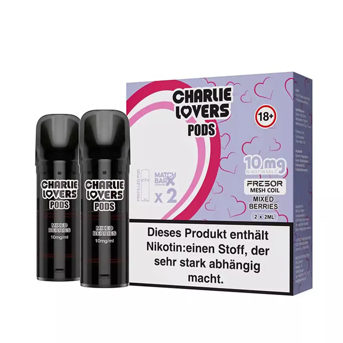 2x Charlie Lovers - Prefilled Pod - Mixed Berries