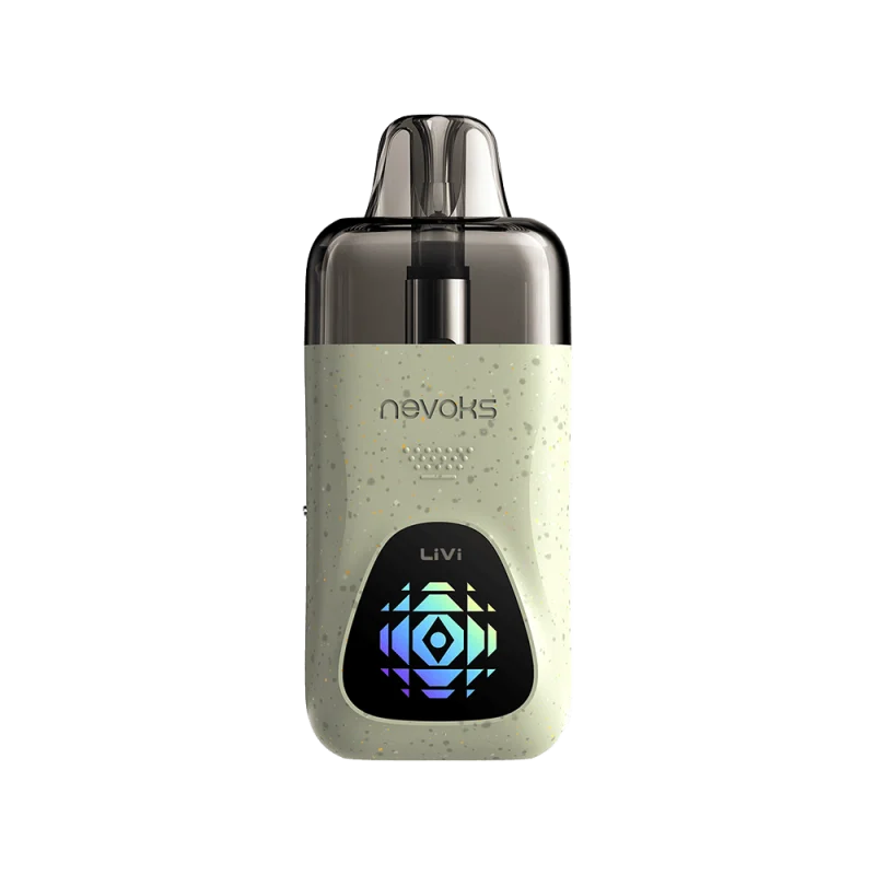 Nevoks LiVi Pod Kit E-Zigarette in hellem Beige mit buntem rundem Display und aufgestecktem Pod