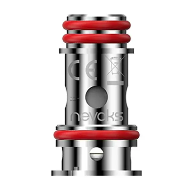 Nevoks SPL-10 M Coil Verdampferkopf mit roten Ringen, Frontansicht freistehend