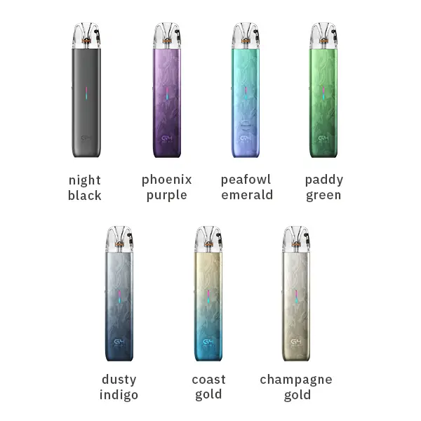 Uwell Caliburn G4 Mini Pod Kit alle 7 Farben: Night Black, Phoenix Purple, Peacock Emerald, Paddy Green, Dusty Indigo, Coast Gold,