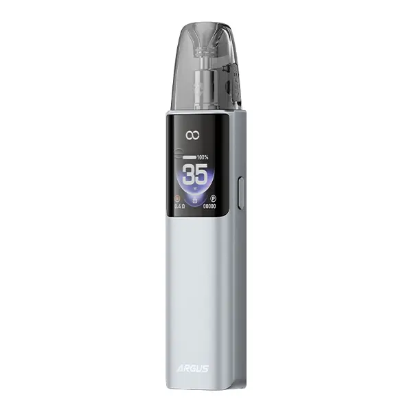 VooPoo Argus G4 Pod Kit in Silber mit Display, Frontalansicht