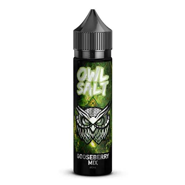 owl-salt-goosberry-mix-aroma-2.jpg OWL Salt Gooseberry Mix Longfill 60ml Flasche in grünem Design mit Eule