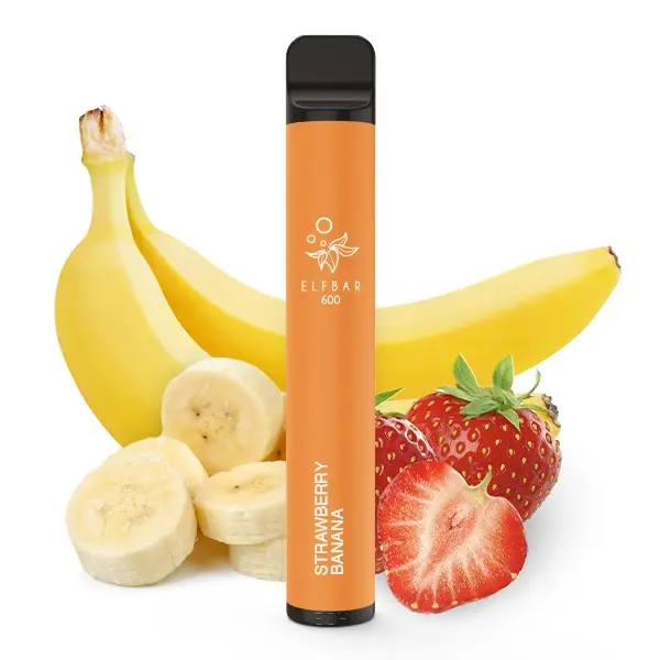 Elfbar 600 Einweg E-Zigarette Strawberry Banana in Orange, 20mg/ml, mit Erdbeeren und Bananen