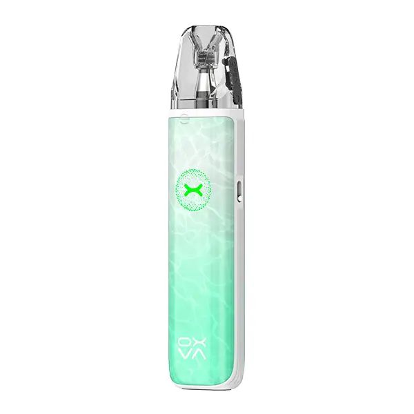 Oxva Xlim Go 2 Pod Kit in Mintgrün-Weiß (Green Ripple), schlankes Pod-System mit transparentem Pod, Frontansicht