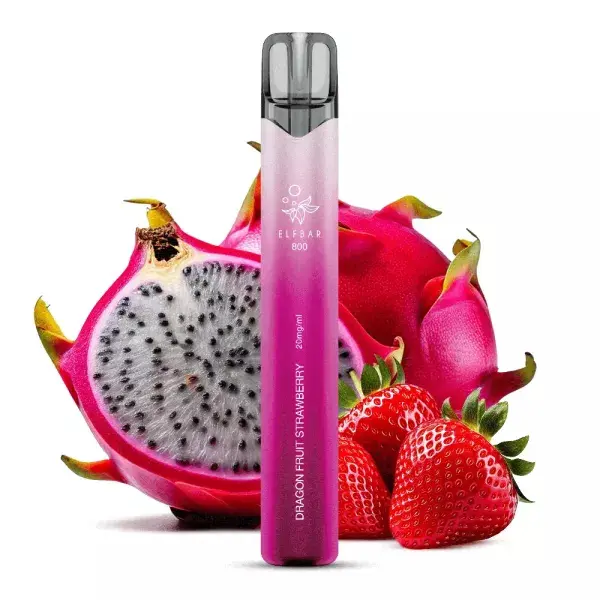Elfbar 800 Einweg E-Zigarette in Pink-Rot mit Drachenfrucht und Erdbeeren, 20 mg/ml