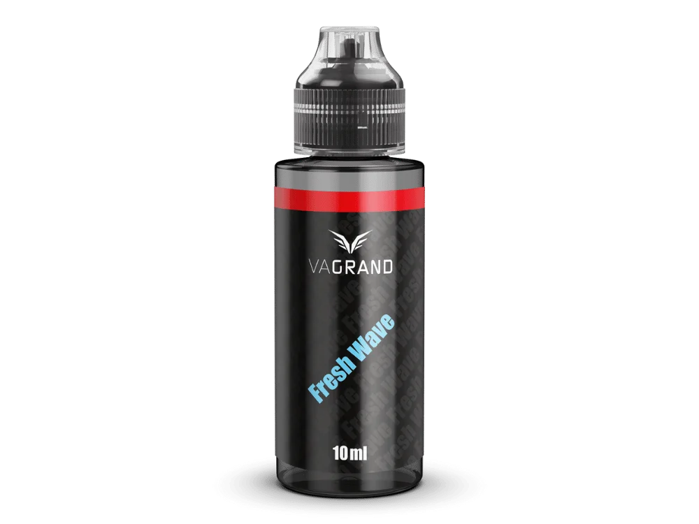 Vagrand Fresh Wave Longfill Flasche 10ml schwarz mit blau-rotem Schriftzug