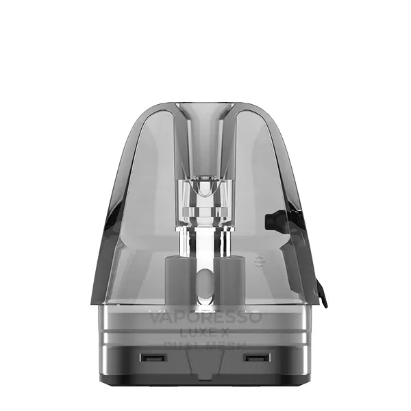 Vaporesso Luxe X Dual Mesh Ersatz-Pod transparent grau ohne farbigen Sockel, Frontansicht